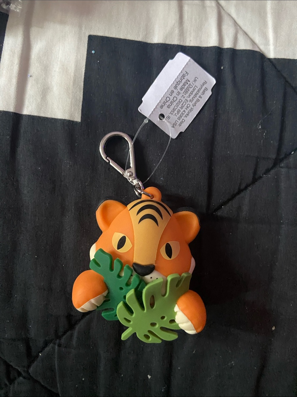 Orange Tiger Leaf Keychain hand sanitizer holder